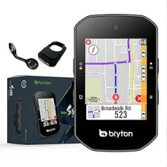 Bryton Rider S500 E GPS ierīce riteņbraukšanai/velosipēdiem, ASV kartes versijas krāsains skārienekrāns, kartes un navigācija, vieds treniņš, izsekošana tiešraidē, saderīgs ar e-velosipēdu