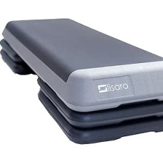 Lisaro Aerobic Stepper XXL, fitnesa steperis, neslīdošs mājas fitnesa aprīkojums, regulējams augstums (10/15/25 cm) platforma, 110 x 42 cm stepēts sols fitnesam, treniņi mājās un sporta zālē