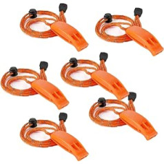 Vokowin 6 Pack Emergency Whistle with Lanyard, Survival Safety Whistle, Adjustable Reflective Lanyard for Outdoor Whistle, Camping, Survival, Kayaking, Hiking, Swimming (K19-6)