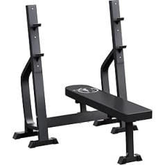 GORILLA SPORTS® svaru sols - ar plauktu, kravnesība līdz 250 kg, 130x120x140 cm, pretslīdes pēdas, tērauds, melns - ciets preses sols, guļus spiešana, treniņu sols, plakanais sols, spēka treniņš