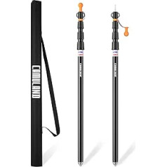 CAMULAND Tarpaulin Poles, Heavy Duty Tent Poles, Set of 2, Adjustable 88-280 cm Aluminium Tent Poles for Tarps, Lightweight and Portable Telescopic Tarpaulin Poles for Camping, Hiking, Hammock etc. 4 Segments