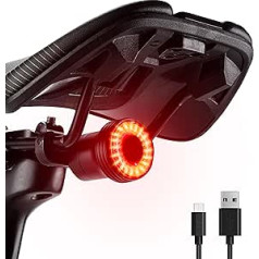 Velosipēda bremžu aizmugurējā gaisma LED aizmugurējā gaisma USB-C uzlādējamā velosipēda luktura aizmugurējā StVZO standarta velosipēda bremžu gaismas velosipēda apgaismojuma viedie aizmugurējie lukturi ar 5 gaismas režīmiem