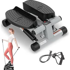 Niceday Mini Stepper mājām | Uz augšu un uz leju Swing Stepper ar spēka virvēm | Stepper mājas trenažieris ar LCD displeju | 2 vienā treniņu ierīce līdz 100 kg | Kāju/roku trenažieris, mājas fitnesa vingrinājumi