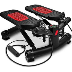 Sportstech 2-in-1 Twister Stepper ar spēka virvēm — STX300 Twister Stepper un sānu steperis iesācējiem un pieredzējušiem lietotājiem, augšupvērsts steperis ar daudzfunkcionālu displeju, mājas trenažieris, regulējama pretestība