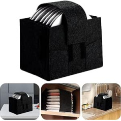 Camping Plate Holder RV Kitchen Cabinet Storage 8 Plate Storage Camping Tableware Camping Plate Holder Felt Plates Storage Solutions for Rv RV Boat Black