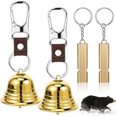WAEKIYTL 2 Inch Loud Bear Bells with Whistle Set for Hikers Solid Brass Emergency 3 in 1 Bear Bells with Silencer Hiking Equipment for Hiking Outdoor Camping Bear Protection Products
