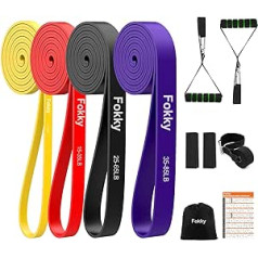 Fokky Fitnessbänder mit 4 Widerstandsstufen, Resistance Bands Set mit Türanker, Griffen, Schutzhülle, Tragetasche und Trainingsanleitung, Widerstandsbänder für Fitness/Stretching/Yoga/Krafttraining