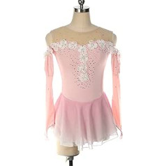 COYI Figure Skating Dress Girls, Can Be Customised Ice Skating Competition Dress Pink Ice Skating Performance Outfits Figure Skating Skirt for Girls Women (Size: XXL, Colour: Pink)