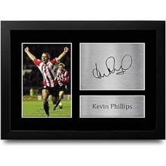 HWC Trading FR Kevin Phillips Sunderland Signed A4 ierāmēts fotoattēlu displejs A4