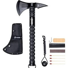 Professional Military Axe Tomahawk Licensed USMC Plus Survival Kits and Compas Camping Axe Survival Outdoor Axe Survival Axe Adult Axes Camping Hatchet with Head Bag M-X001