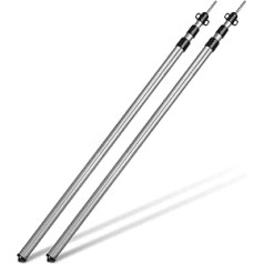 normani Aluminium Tent Pole Set Up Pole Ultralight Telescopic Pole Replacement Pole Tarp Pole with Ground Tip and Mounting Eyelets – Double Pack Colour Aluminium Size 116-300 cm