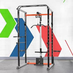 METIS Power Rack spēkstacija — pievilkšanas stieņu un iegremdēšanas stacija ar izvēles Lat Pull | Spēka treniņš | Power Cage Squat Rack fitnesa stacija | Mājas fitnesa aprīkojums