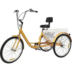 DDZcozy 24 collu trīsritenis pieaugušajiem ar Basket 6 Speed Cruiser velosipēds 3 riteņu velosipēds pieaugušajiem senioriem āra sporta iepirkšanās