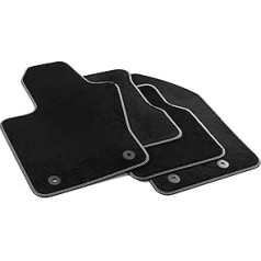 MDM PRO-7447 Floor Mats for Jeep Compass (also 4x Plug-in Hybrid) 08.2017 Onwards, Perfect Fit Velour Faux Leather Edges and Double Stitching Chrome Stitching