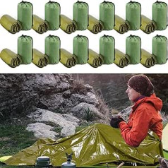 Mixweer 12 Pack Emergency Sleeping Bag, Portable Survival Sleeping Bag, Thermal Bivy Sack, Lightweight Emergency Protection for Homeless, Waterproof Bivvy Bag for Camping, Hiking, Adventure, Outdoor,