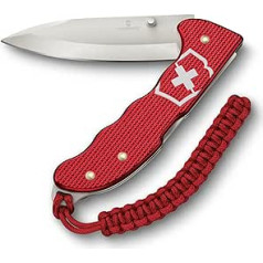 Victorinox Evoke Alox Pocket Knife 5 Functions Swiss Made Folding Knife Outdoor with Large Blade Paracord Pendant Attachment Eyelet Red