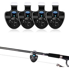 4-Piece Sensitive Fishing Bite Alarm Electronic with LED Light Indicator Swinger Vibration on the Rod Fishing Buzzer Equipment by Fischer Fishing Device