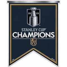 Rico Industries NHL Hokeja Vegasas Golden Knights 2023 Stenlija kausa čempioni Shape Cut Vimpelis — Mājas un viesistabas dekors — Mīksta filca EZ piekārts