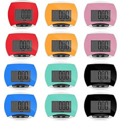 Copkim Simple Portable Pedometer for Walking, LCD Pedometer with Calories Burned and Pedometer Pedometer for Walking, Seniors, Jogging, Hiking, Running, Walking, 6 Colors, 12 Pieces