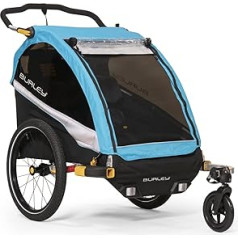 Burley D'Lite X, 1 ir 2 vietų vaikiška dviračio priekaba ir vežimėlis su sėdynės atlošimu ir pakaba