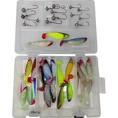 SANDAFISHING Aqua 3 Inch Rubber Fish Bait Box Relax Predatory Fish Perch Pike Zander Rubber + Jig Hook Jig Head Perch Pike Zander