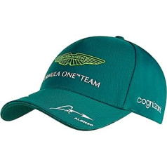 Aston Martin F1 Team — oficiālās Formula 1 preces — Fernando Alonso komandas braucējs, zaļa beisbola cepure — unisex — regulējama, zaļa, viena izmēra, zaļa