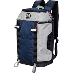 Rapala - Fishing Countdown Backpack - Fishing Bag with Chest Strap - Padded Straps - Rod and Bait Hooks - Fishing Backpack with Vented Back - Multiple Compartments - Blue/Grey/Black