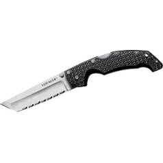 Cold Steel, Large Voyager Lockback Folding Knife Tanto Blade Serrated Pocket Knife Griv EX AUS-10A Blade Steel Sharp Knife for Outdoor Camping Carving