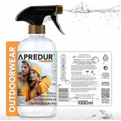 APREDUR 1L Outdoor Wear Jacket Functional Clothing Waterproofing Agent Waterproofing Spray Waterproofing Agent for Synthetic and Cotton Fabrics Solvent and PFC-Free