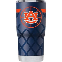 Gametime Sidekicks Auburn 20 oz Navy Tumbler — oficiāli licencēts 18/8 nerūsējošā tērauda dubultsienas vakuumizolēts UV LED apdrukāts logotips bez svīšanas, paliek karsts/auksts — basketbola tīkla ietīšana