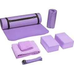 BalanceFrom GoYoga 7 Piece Set - Includes Yoga Mat with Carry Strap, 2 Yoga Blocks, Yoga Mat Towel, Yoga Towel, Yoga Strap and Yoga Knee Pads