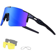 DUDUKING Sports Glasses Cycling Glasses Sunglasses for Men and Women with 1 or 3 Interchangeable Lenses TR90 UV400 Protection Wind Protection Cycling Glasses for Outdoor Activities Driving Fishing Running Hiking