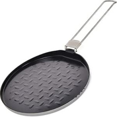 Camping Pure Titanium Grill Pan, Titanium Camping Frying Pan with Non-Stick Coating, Portable Outdoor Cookware, 18.5 x 1 cm