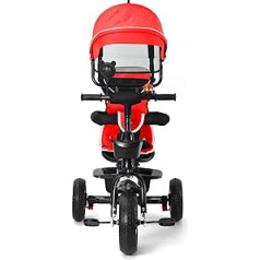 4-in-1 Children's Tricycle for Children from 12 Months to 5 Years with Removable Sun Canopy and Push Bar Tricycles, Jogger, with Skylight, Seat Belts, Freewheel 4-in-1 (Large Red)