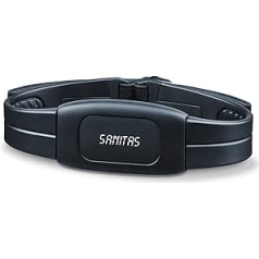 Sanitas Bluetooth krūšu siksna SPM 230, sirdsdarbības mērīšanai ar viedtālruni un visām izplatītākajām treniņu un fitnesa lietotnēm, piemēram, Runtastic; Var izmantot arī ar analogajām treniņu ierīcēm un sirdsdarbības monitoriem mērķ