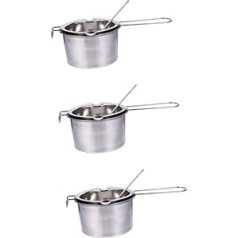 Yardwe 3 Sets Pot Stainless Steel Pan Stainless Steel Pots Butter Melting Pan Wax Melting Pot Steam Cookware Sweets Picnic Cookware Backpack Stainless Steel Soap Candle Cheese