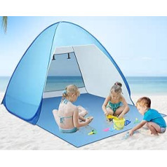 Beach Tent Pop Up, Moseem Beach Camping Tent Foldable Outdoor Lightweight Waterproof Tent Portable Automatic Waterproof Sun Protection Tent for Adults Baby 2-3 People with Carry Bag