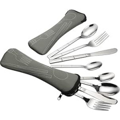 Hokky 8 Pieces Travel Cutlery Set with Bag Stainless Steel Camping Cutlery for 2