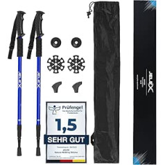 JELEX Nature Telescopic Walking Poles for Nordic Walking Adjustable Includes Various Attachments for Outdoor Activities, Ultralight Hiking Poles with Antishock Technology