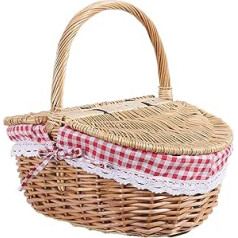 XENITE Brotkorb, Brotaufbewahrung, Brothalter, Korb mit Griff, Rattan, Camping-Picknickkorb mit Doppeldeckel, Aufbewahrungskorb mit Stofffutter Korb