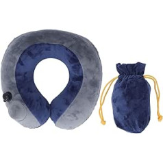 EVTSCAN U-shaped inflatable travel pillow, with storage bag, self-inflating pillow, portable crystal velvet nap pillow, for camping, backpacking, hiking