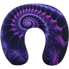 Chin Support Neck Pillow, Compatible with Trippy Purple Tie Dye, Memory Foam Travel Pillow with Breathable Zip Cover, Machine Washable Sleeping Pillow for Airplane Travel and Cars