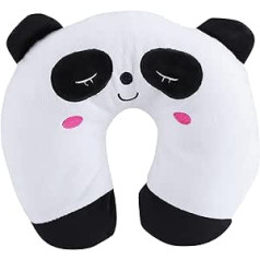 MOUMOUTEN Travel Pillow for Children and Adults, Animal Travel Neck Pillow Made of PP Cotton, Soft U-shaped Headrest Pillow for Planes, Car, Bus, Train and Home Use, Washable (Panda)