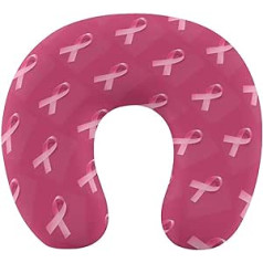 Oudrspo Pink Awareness Ribbon kakla spilvens gulēšanai, U-veida ceļojumu spilvens, kakla atbalsta spilvens, lidmašīnas spilvens mājām un birojam