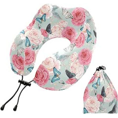 YOUJUNER Travel Pillow Flowers Flower Butterfly Memory Foam Neck Pillow Support Pillow Neck Pillow