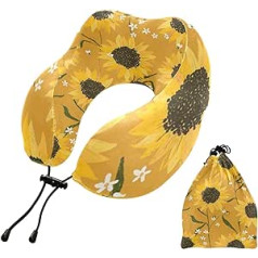 YOUJUNER Reisekissen Vintage Sonnenblume Muster Memory Foam Nackenkissen Stützkissen Nackenkissen