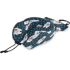 QMIN Reisekissen Polar Bear Polka Dot Muster Memory Foam Nackenkissen Unterstützung U-Form Kissen ergonomisches Nackenkissen Reisekit für Langstreckenflugzeuge Auto Zug