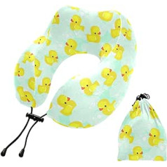 YOUJUNER Travel Pillow Yellow Duck Pattern Memory Foam Neck Pillow Support Pillow Neck Pillow