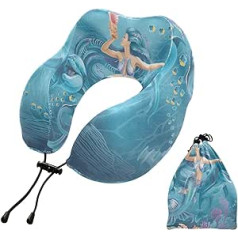 YOUJUNER Travel Pillow Sea Mermaid Dolphins Memory Foam Neck Pillow Support Pillow Neck Pillow