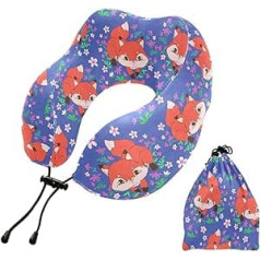 YOUJUNER Travel Pillow Cute Fox Flower Memory Foam Neck Pillow Support Pillow Neck Pillow